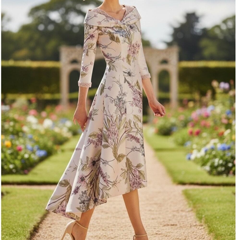 LanTing Aline Floral asymmetrical Dress Wedding Bridesmaid Bride Elegant Guest